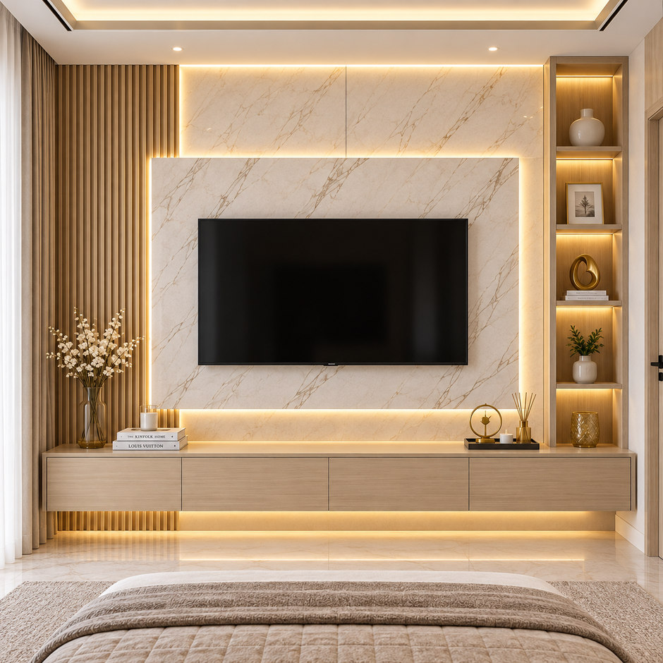 Lumi Marble TV Wall Unit