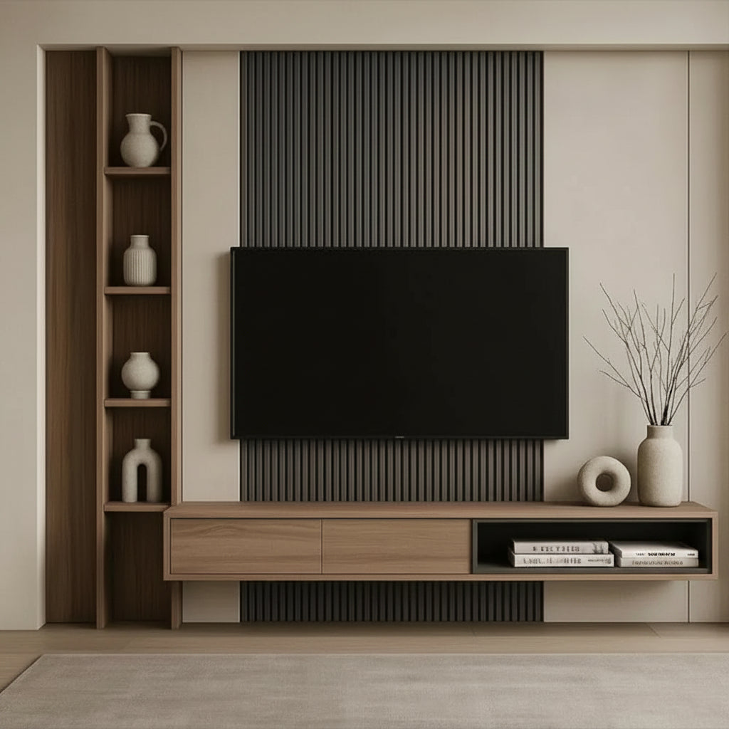 Calacatta Slat Wall TV Unit